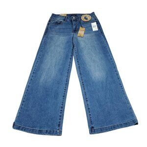 CROPPED Curve Appeal High Rise Wide Leg Stretch Blue Jeans Size 4 27